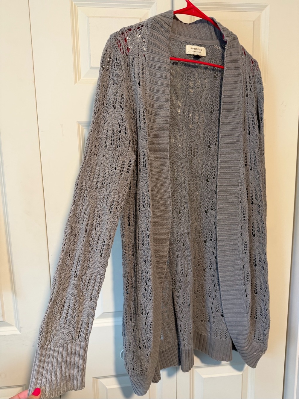 SONOMA Open-Front Lace Knit Cardigan - Gray